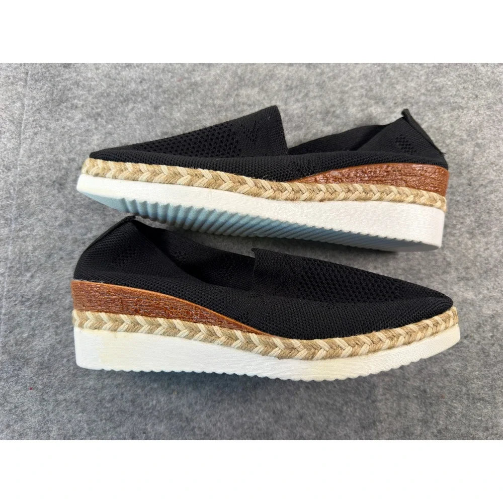 Unbranded Espadrille Platform Slip On Women Size 38 Black Knit Pointed Toe C901